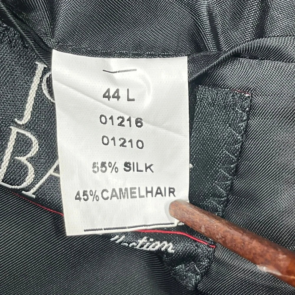 Jos A Bank Signature Collection Silk Camelhair Blazer Mens 44L Black Herringbone